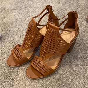 Brown block heel sandals